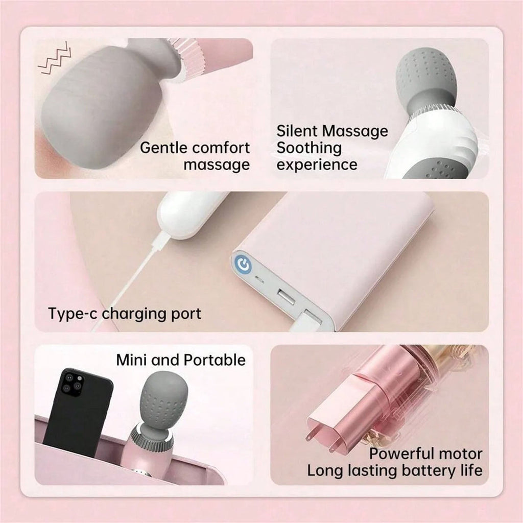 Portable Deep Tissue Massage Wand – 5 Speeds (Pink)